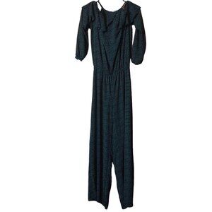 Michael Michael Kors Women's Small Cold/Off The Shoulder Floral Ruffle Jumpsuit